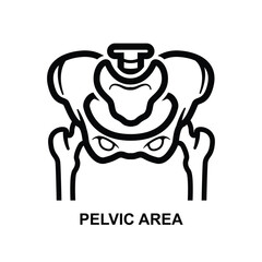 Pelvic area icon.The pelvic area is the region of the body located between the abdomen and thighs.Non AI generate