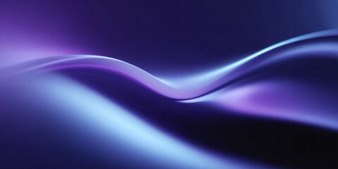 Glowing abstract purple and blue waveform flows across a dark background