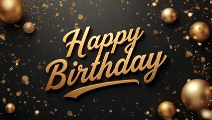 Elegant Happy Birthday Design With Gold Lettering and Floral Accents for Special Celebrations