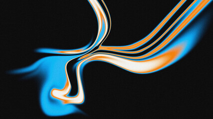 Abstract grainy blue and orange liquid fluid shape background