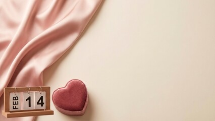 Romantic Valentine's Day surprise with elegant pink silk and heart shaped box, perfect for love, romance, and special moments with your sweetheart