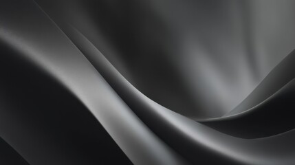 Elegant black fabric with fluid undulating folds, smooth surface reflecting light and shadow,