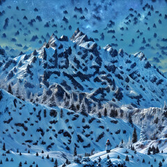 Majestic Snow-Capped Mountain Peaks in Winter