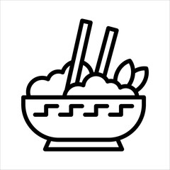 A simple single chinese rice bowl icon for design element or coloring book element