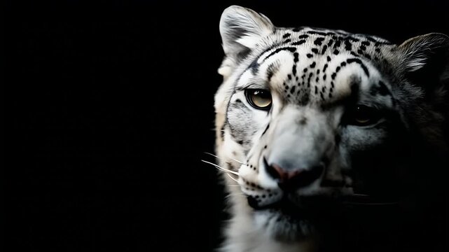 A stunning portrait of a wild cat. The majestic feline is set against a stark,