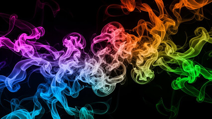 Vibrant rainbow smoke swirling against a dark backdrop creating a mesmerizing effect perfect for creative projects and stunning abstract designs now