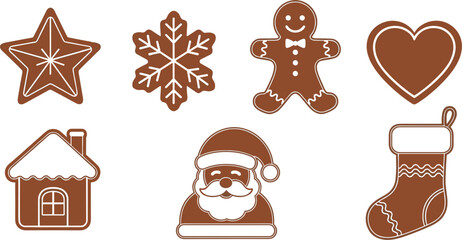 Minimal Christmas Gingerbread Cookie Silhouette Set.