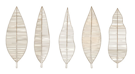 Varied Leaf Silhouettes with Subtle Textural Detail and a Muted Palette Perfect for Design Elements or Nature-Inspired Artwork