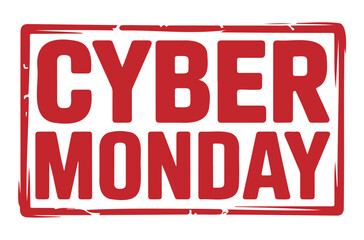 Cyber Monday red rubber stamp grunge vector illustration for online shopping promotions isolated on white background
