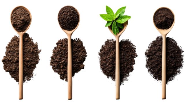 Soil on Spoons Displayed on Transparent Background