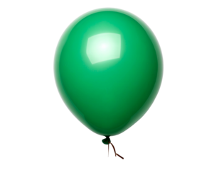 Shiny green inflatable balloon with a string on black