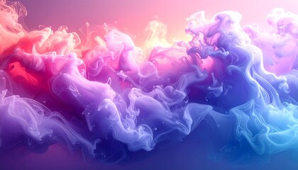 Dreamy, colorful clouds of swirling, pastel ink in water. Gradient shades from pink to blue