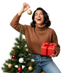 happy woman with christmas presents