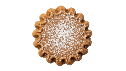 Isolated shortbread cookie dusted with sugar for baking season holidays treat sweet