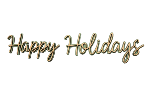 Isolated Happy Holidays typography with decorative 3D effect for seasonal message design