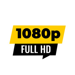 1080p Full HD png, realistic video clarity tag, modern display badge, sharp detail marker, quality resolution icon, yellow colour label