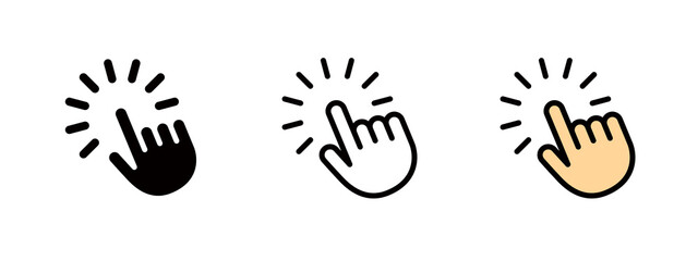 Obraz premium Simple cursor icon, hand icon indicating click or touch selection