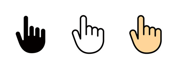 Fototapeta premium Simple cursor icon, hand icon indicating click or touch selection