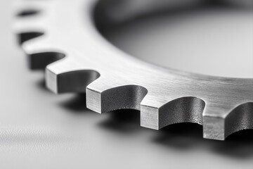 Macro photo of a precision harmonic drive flexspline ring gear with curved teeth, polished steel, robotics actuator macro
