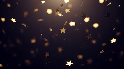Falling Golden Stars on Dark Background with Bokeh