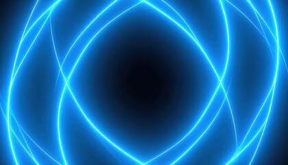 Dynamic blue neon light trails create an abstract, glowing energy pattern on a dark .
