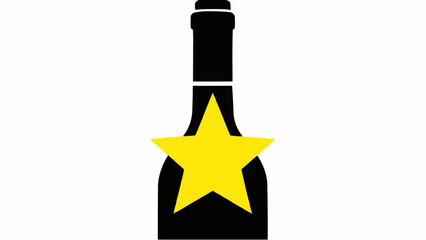 Black bottle silhouette with a large yellow star award icon.