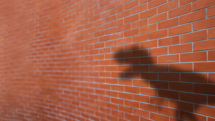 Beautiful curve wall with red brick blocks pattern. Selective focus and copy space.