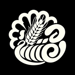 Retro Thanksgiving badge with wheat and decorative elements