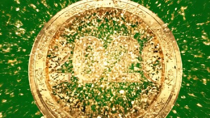 Elegant gold pocket watch ticking toward noon, set against a vibrant green backdrop timeless elegance