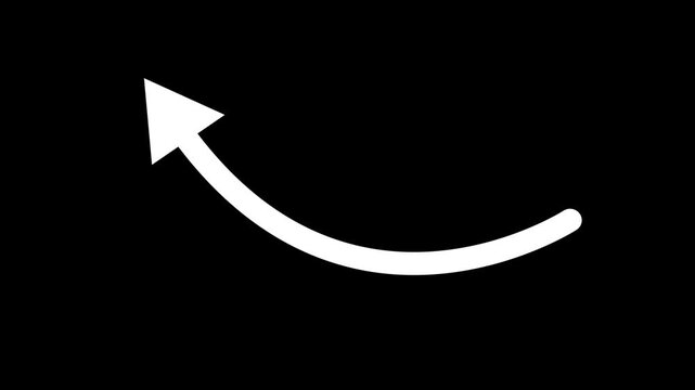 Animated arrow icon in 4K with transparent background, directional arrow motion graphic for UI, digital overlays, and video presentations
