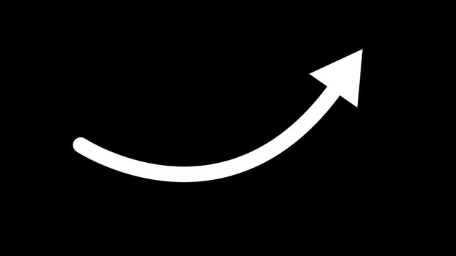 Animated white arrow icon in 4K with transparent background, clean arrow motion graphic for UI, video overlays, and digital presentations