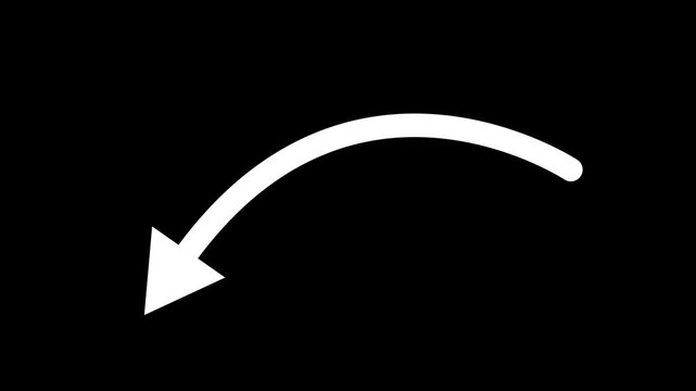 White arrow animation in 4K with transparent background, directional arrow icon for UI, digital overlays, and video presentations