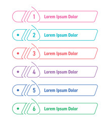 Six steps colorful linear banner set. Bar banner concept for business, education, annual report, magazine