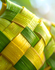 Close-Up of Ketupat Woven Palm Leaves