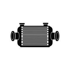 Black silhouette of a car intercooler with pipes engine