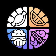 Thanksgiving food icons turkey pie corn cupcake turkey leg