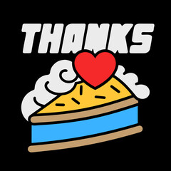 Thanksgiving pie slice with whipped cream and heart