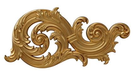 Elegant golden baroque ornament with intricate details and luxurious design