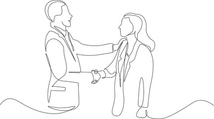 Business Agreement Handshake. Continuous Line Illustration of Professional Partnership, Deal Making, and Corporate Cooperation