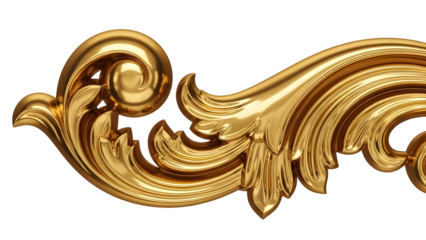 Detailed Close-Up of a Golden Baroque Ornament with Elegant Swirls