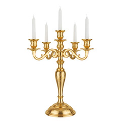 Golden Candelabra with Horse Motif Elegant Five Arm Candle Holder