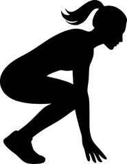 Silhouette of a female performing burpees in mid-motion. Fitness, workout, cardio, gym, training