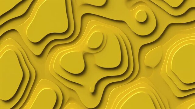Yellow 3D abstract topography background motion loop footage video with geo pattern