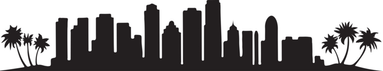 Miami Skyline Silhouette – Minimalist Black Vector Cityscape