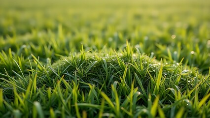 mediocrity. A subtle grassy mound with morning dew, a slight elevation in the natural terrain. travel magazines, destination branding, designed for outdoor magazines and nature guides.