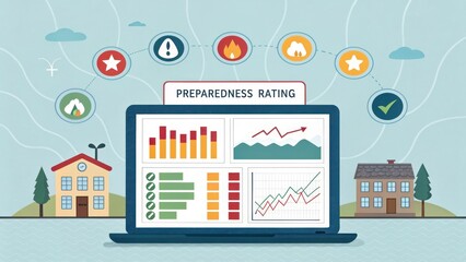 A laptop screen displaying disaster preparedness data