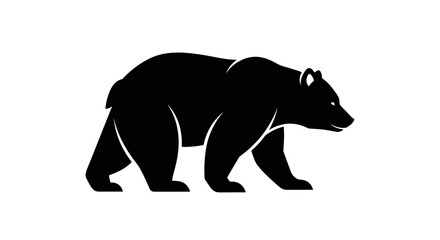 Silhouette of a Majestic Bear Walking Forward.