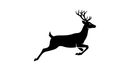 Silhouette of a Majestic Deer Leaping Across a White Background.