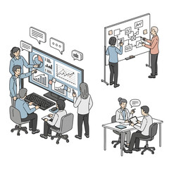 Team Collaboration and Data Analysis in a Modern Office Setting.