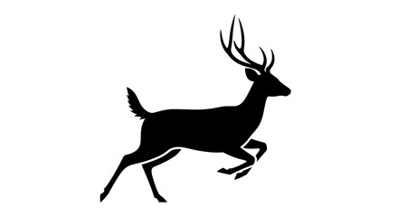 Silhouette of a Majestic Deer Leaping Gracefully.